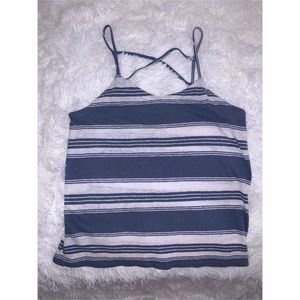 Blue and white striped tank